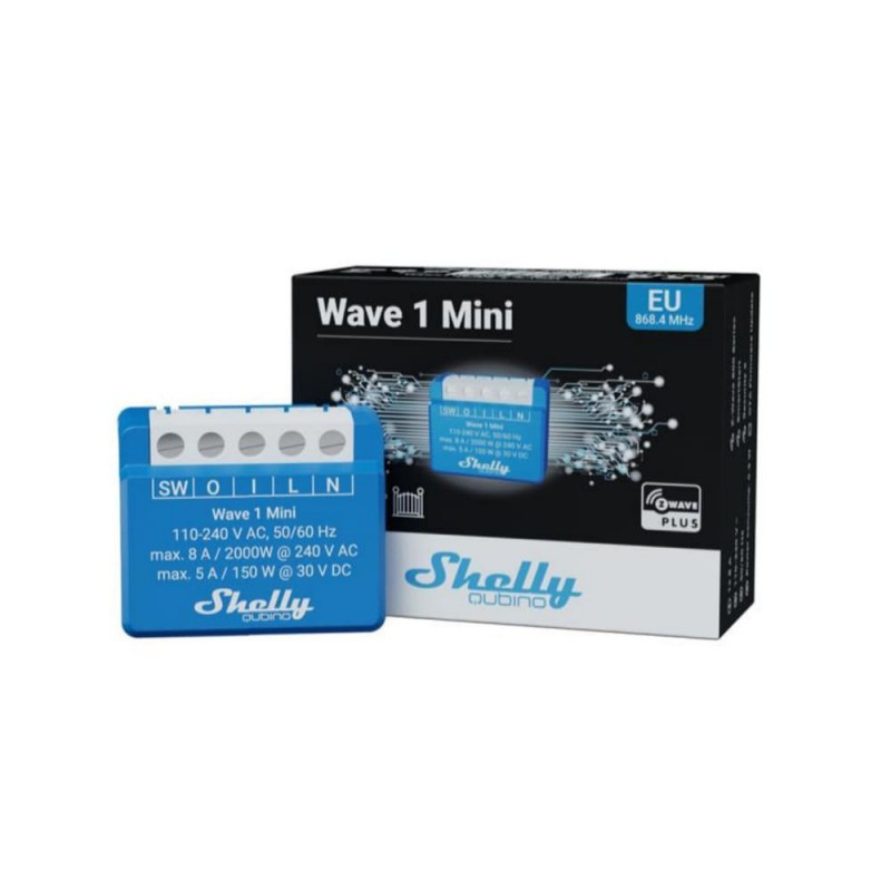 releu inteligent shelly qubino wave 1 mini, 1 canal, 8a, z-wave, contact uscat, z-wave